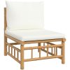 Loungegrupp 4 delar gräddvita dynor bambu vidaXL – miniatyr 4