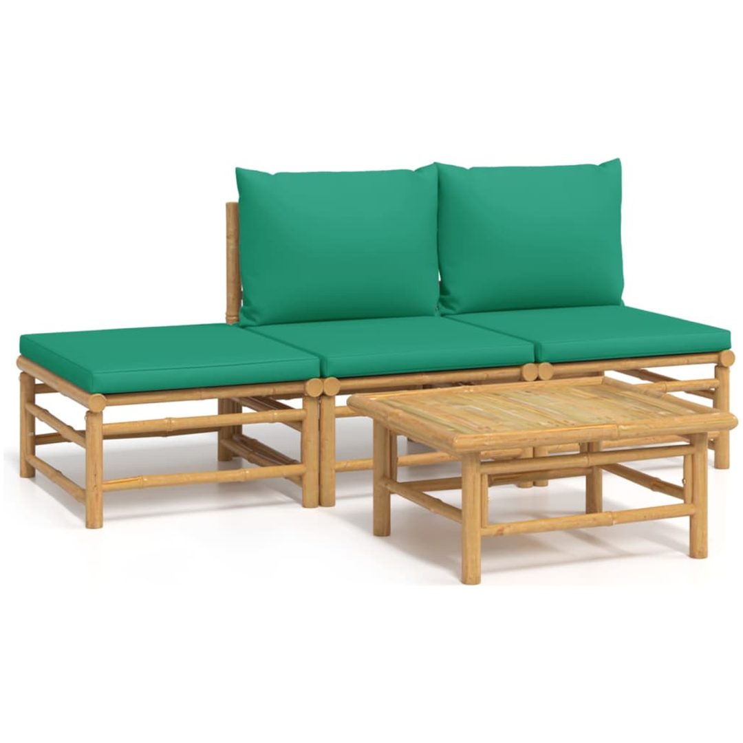 Loungegrupp 4 delar gröna dynor bambu vidaXL – bild 2