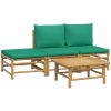 Loungegrupp 4 delar gröna dynor bambu vidaXL – miniatyr 3