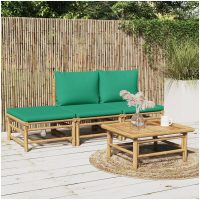 Loungegrupp 4 delar gröna dynor bambu vidaXL