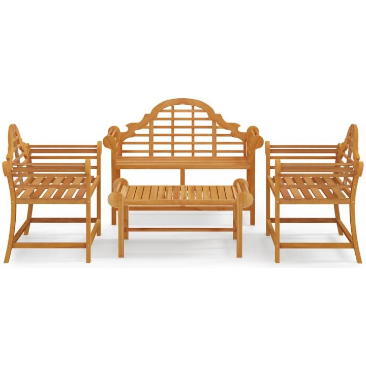 Loungegrupp 4 delar massiv teak vidaXL – bild 2