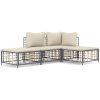 Loungegrupp 4 delar med dynor antracit konstrotting vidaXL – miniatyr 2