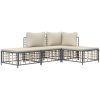 Loungegrupp 4 delar med dynor antracit konstrotting vidaXL – miniatyr 3