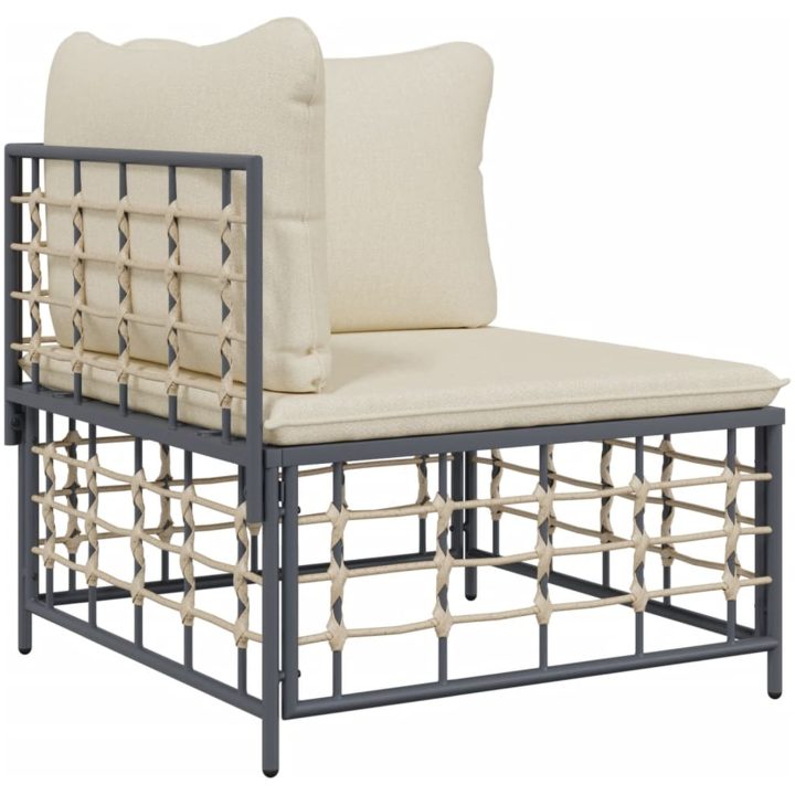 Loungegrupp 4 delar med dynor antracit konstrotting vidaXL – bild 4