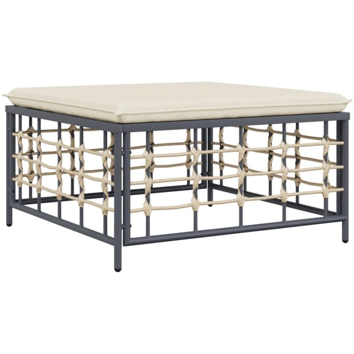 Loungegrupp 4 delar med dynor antracit konstrotting vidaXL – bild 6