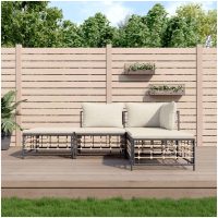 Loungegrupp 4 delar med dynor antracit konstrotting vidaXL