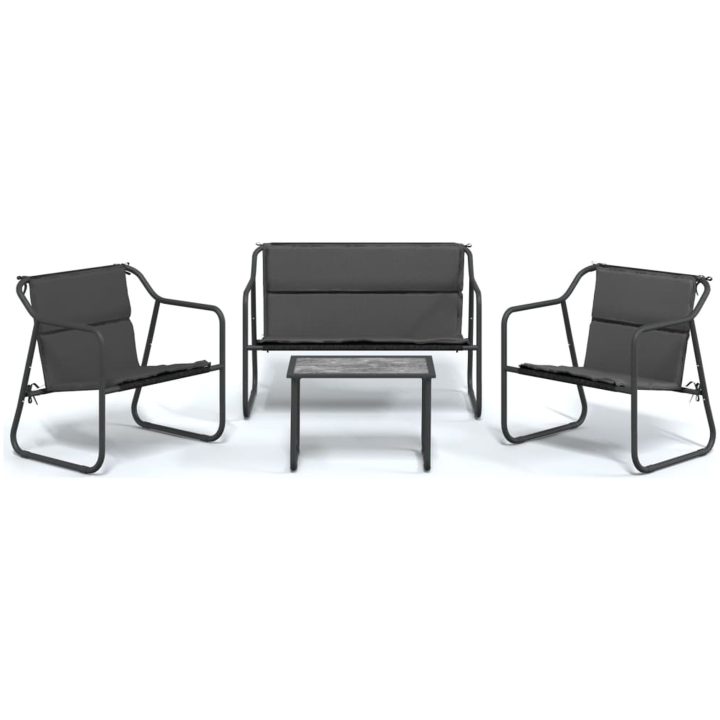 Loungegrupp 4 delar med dynor antracit stål vidaXL – bild 2