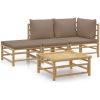 Loungegrupp 4 delar taupe dynor bambu vidaXL – miniatyr 2
