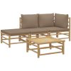 Loungegrupp 4 delar taupe dynor bambu vidaXL – miniatyr 3