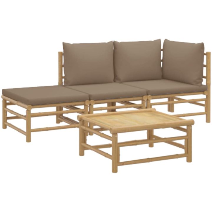 Loungegrupp 4 delar taupe dynor bambu vidaXL – bild 3