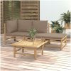 Loungegrupp 4 delar taupe dynor bambu vidaXL – miniatyr 1
