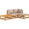 Loungegrupp 4 delar taupe dynor massivt trä vidaXL – miniatyr 2