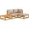 Loungegrupp 4 delar taupe dynor massivt trä vidaXL – miniatyr 3