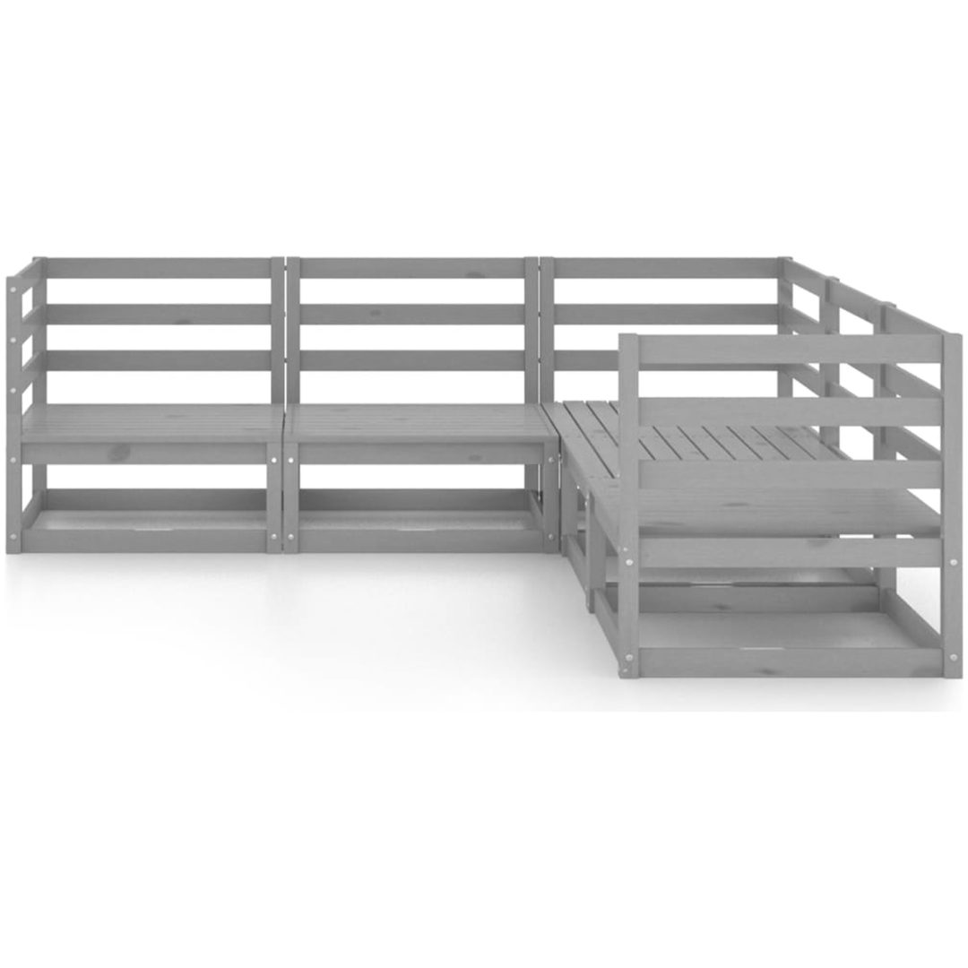 Loungegrupp 5 delar grå massiv furu vidaXL – bild 3
