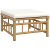 Loungegrupp 5 delar gräddvita dynor bambu vidaXL – miniatyr 6