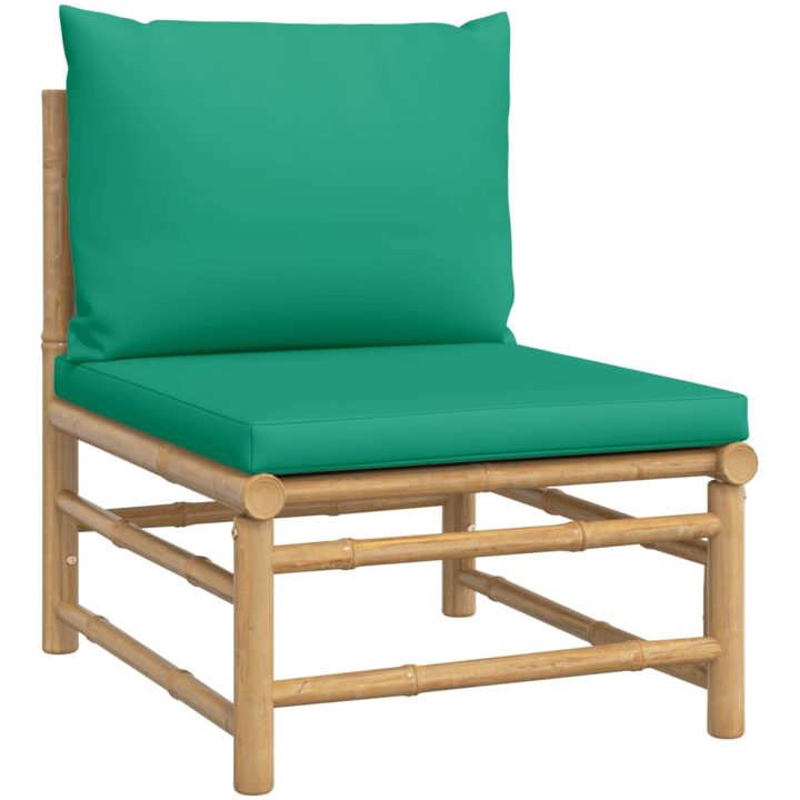 Loungegrupp 5 delar gröna dynor bambu vidaXL – bild 5