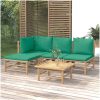 Loungegrupp 5 delar gröna dynor bambu vidaXL – miniatyr 1