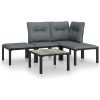 Loungegrupp 5 delar konstrotting svart och grå vidaXL – miniatyr 2