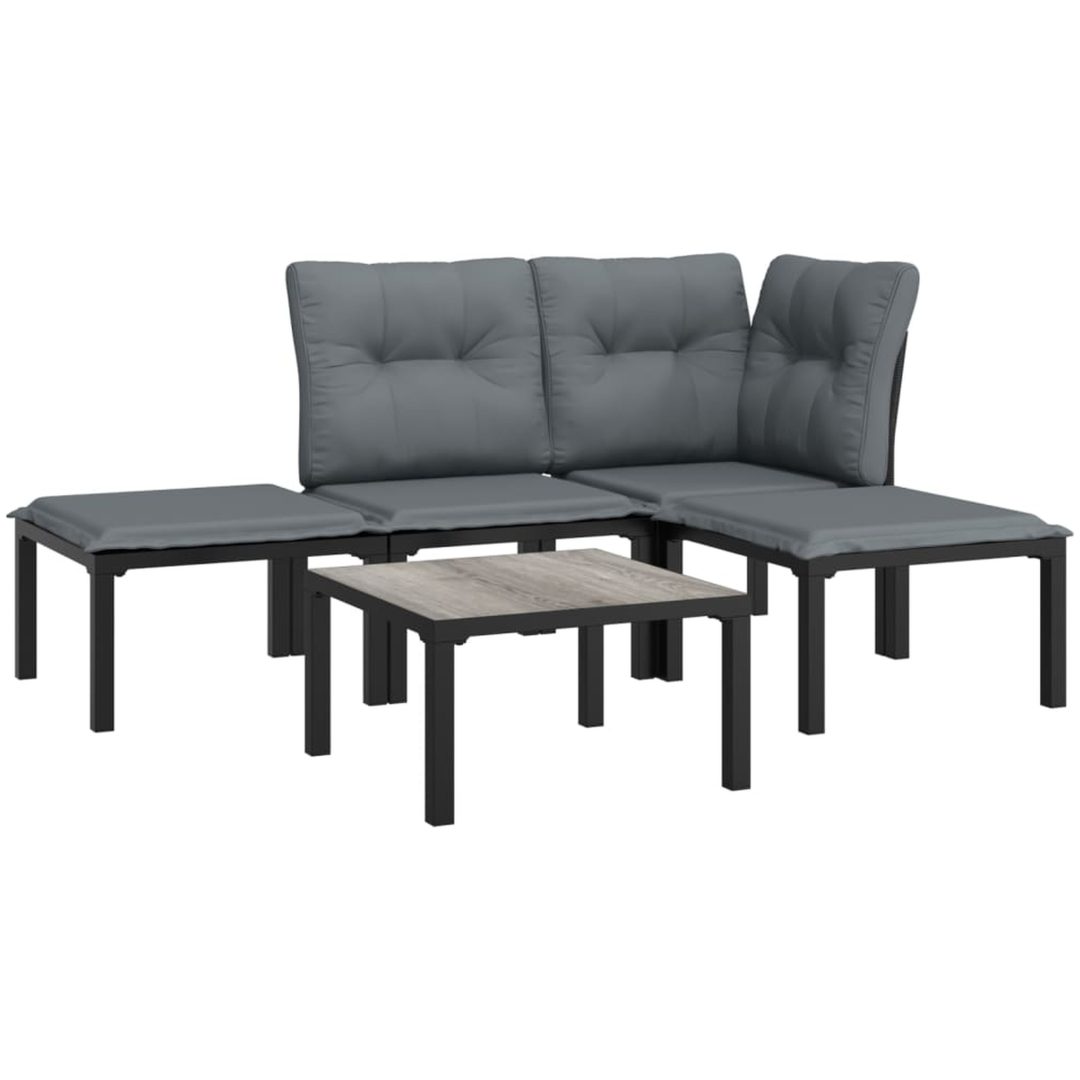 Loungegrupp 5 delar konstrotting svart och grå vidaXL – bild 3