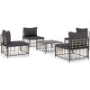 Loungegrupp 5 delar med dynor antracit konstrotting vidaXL – miniatyr 2