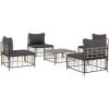 Loungegrupp 5 delar med dynor antracit konstrotting vidaXL – miniatyr 3