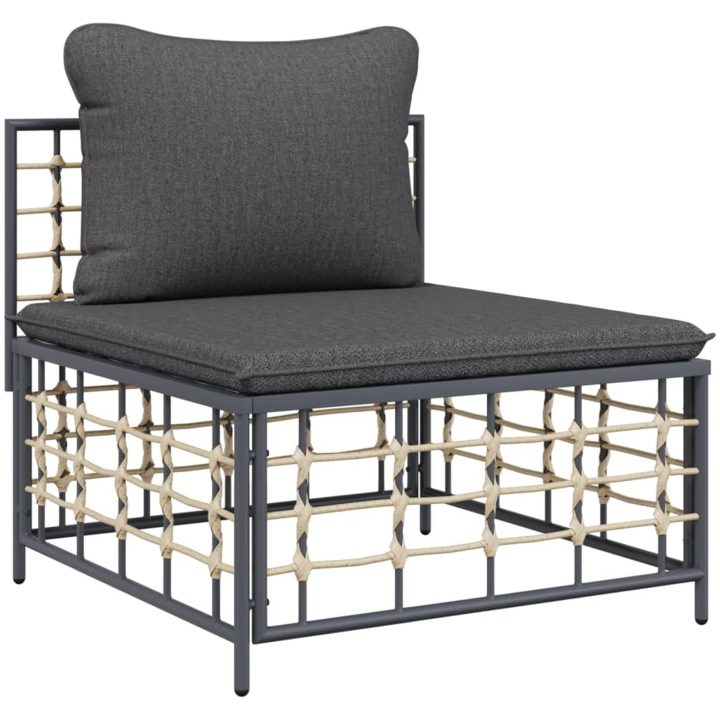 Loungegrupp 5 delar med dynor antracit konstrotting vidaXL – bild 4