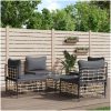 Loungegrupp 5 delar med dynor antracit konstrotting vidaXL – miniatyr 1