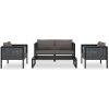 Loungegrupp 5 delar med dynor konstrotting antracit vidaXL – miniatyr 2