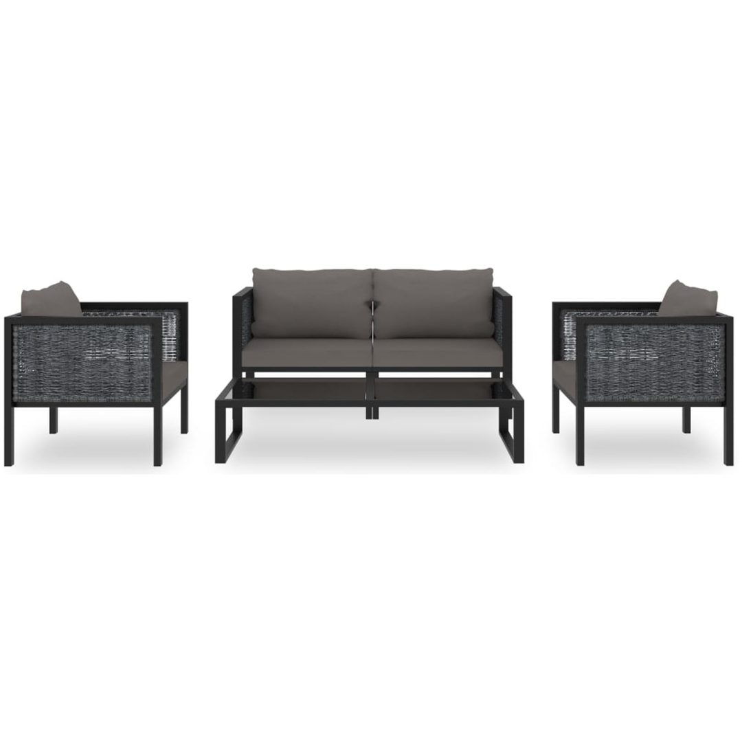 Loungegrupp 5 delar med dynor konstrotting antracit vidaXL – bild 2