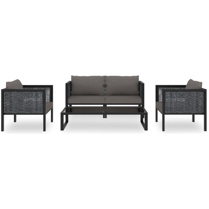 Loungegrupp 5 delar med dynor konstrotting antracit vidaXL – bild 2