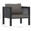 Loungegrupp 5 delar med dynor konstrotting antracit vidaXL – miniatyr 12