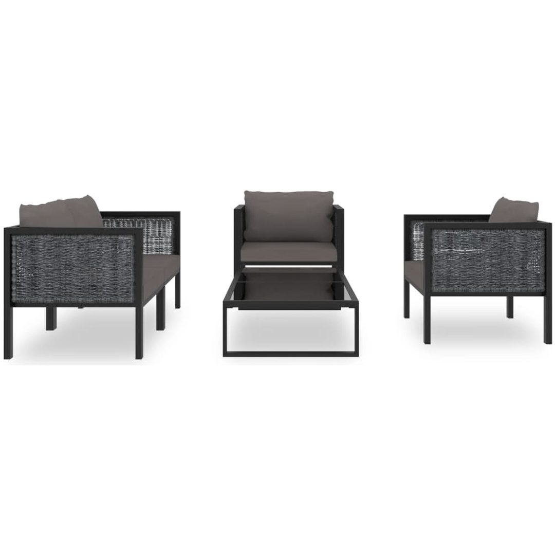 Loungegrupp 5 delar med dynor konstrotting antracit vidaXL – bild 3