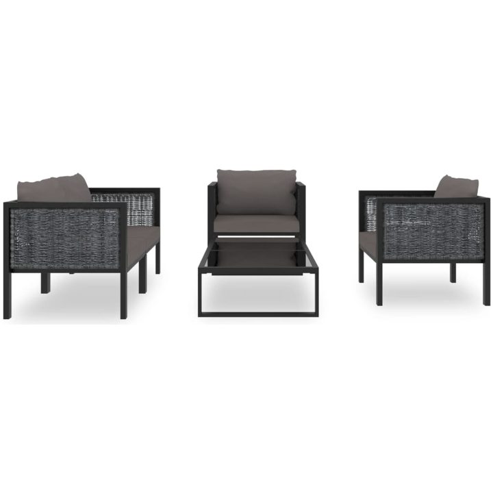 Loungegrupp 5 delar med dynor konstrotting antracit vidaXL – bild 3