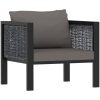 Loungegrupp 5 delar med dynor konstrotting antracit vidaXL – miniatyr 6