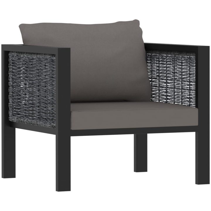 Loungegrupp 5 delar med dynor konstrotting antracit vidaXL – bild 6