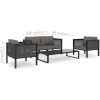 Loungegrupp 5 delar med dynor konstrotting antracit vidaXL – miniatyr 10