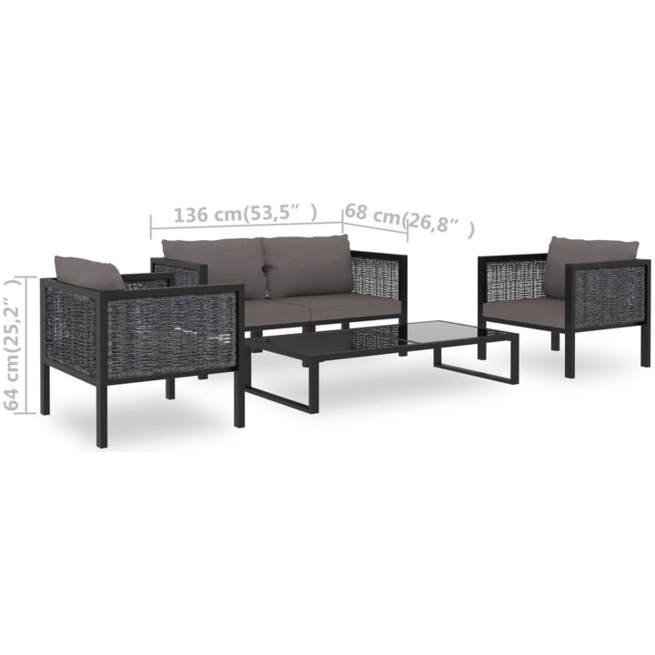 Loungegrupp 5 delar med dynor konstrotting antracit vidaXL – bild 10