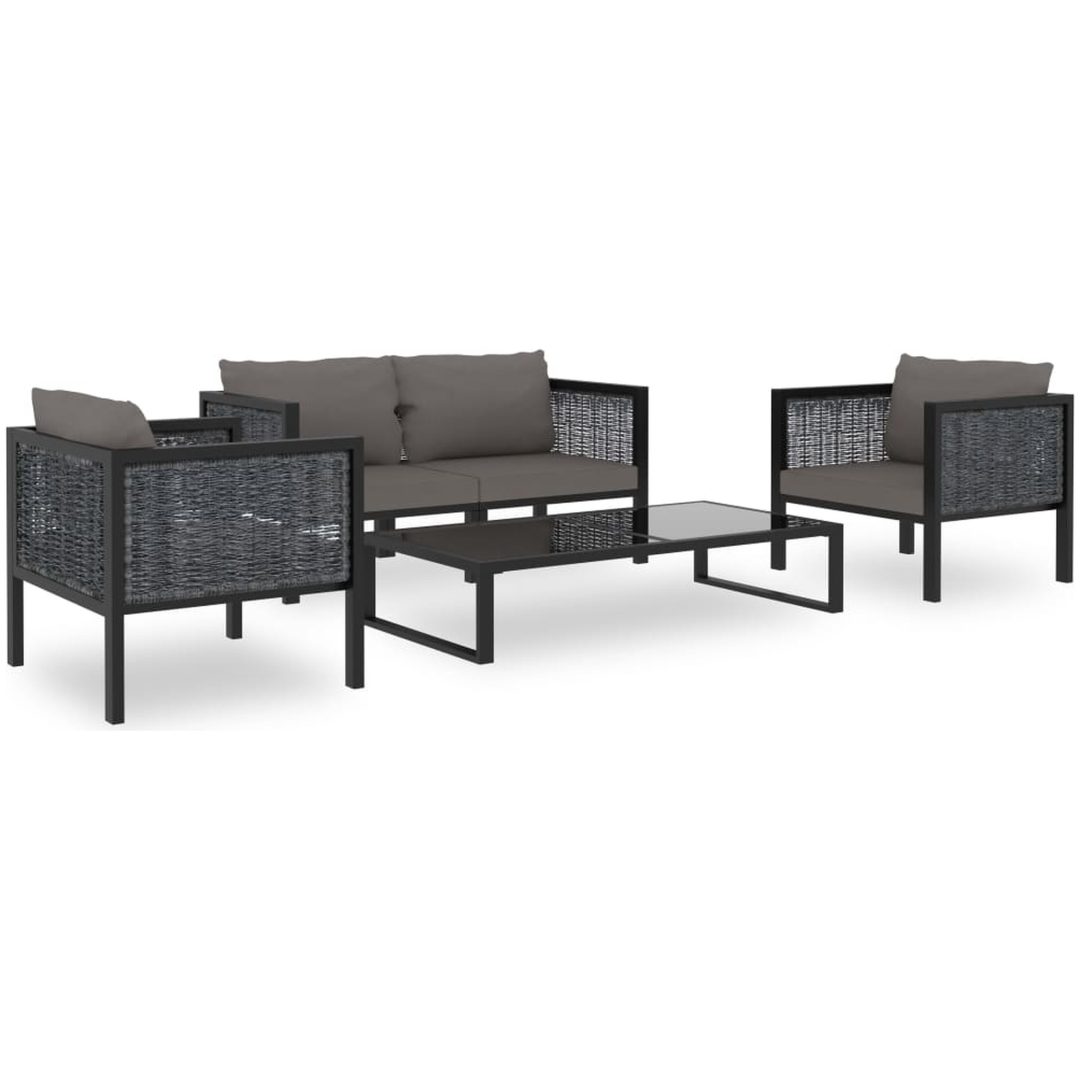 Loungegrupp 5 delar med dynor konstrotting antracit vidaXL