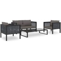 Loungegrupp 5 delar med dynor konstrotting antracit vidaXL