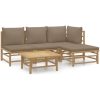 Loungegrupp 5 delar taupe dynor bambu vidaXL – miniatyr 2