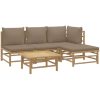 Loungegrupp 5 delar taupe dynor bambu vidaXL – miniatyr 3