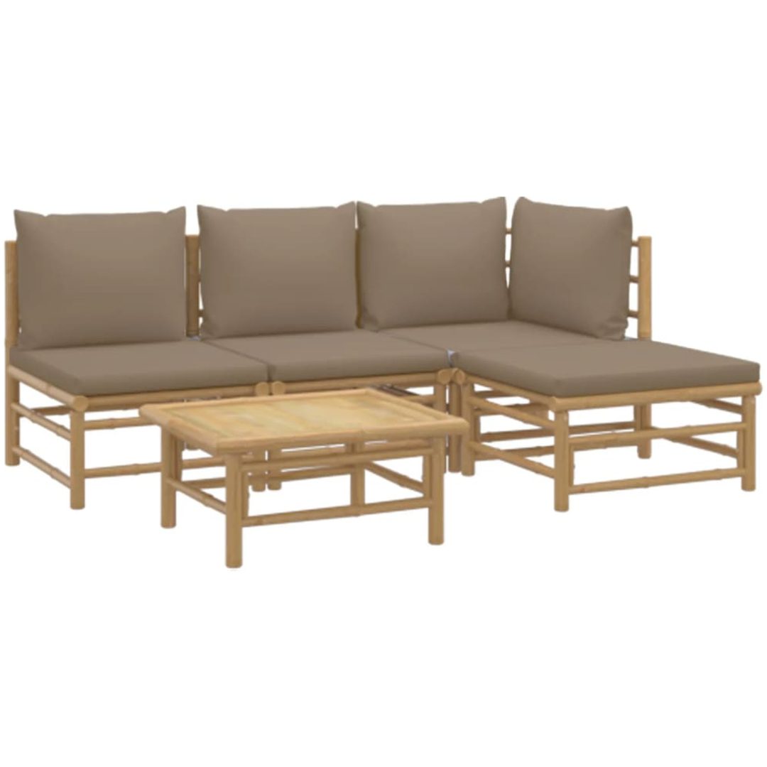Loungegrupp 5 delar taupe dynor bambu vidaXL – bild 3