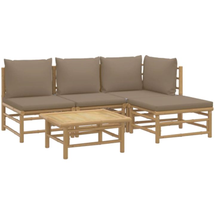 Loungegrupp 5 delar taupe dynor bambu vidaXL – bild 3