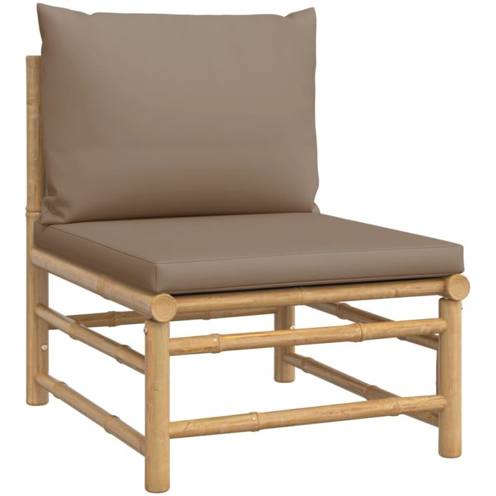 Loungegrupp 5 delar taupe dynor bambu vidaXL – bild 5
