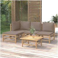 Loungegrupp 5 delar taupe dynor bambu vidaXL