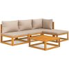 Loungegrupp 5 delar taupe dynor massivt trä vidaXL – miniatyr 2