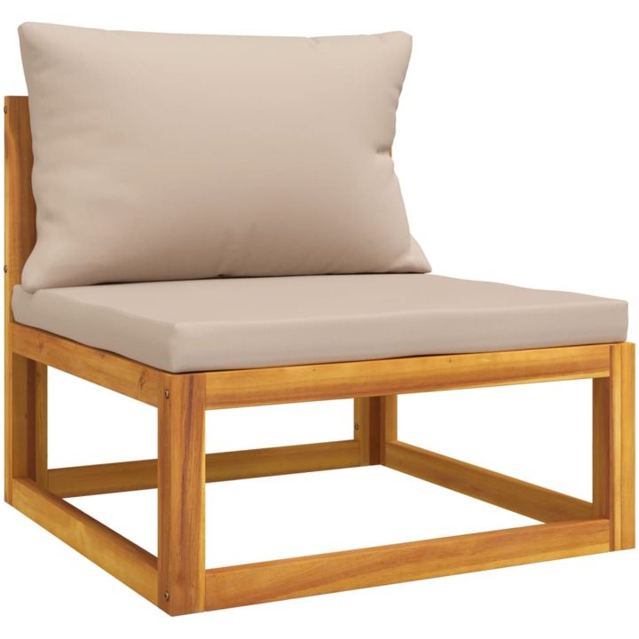 Loungegrupp 5 delar taupe dynor massivt trä vidaXL – bild 5