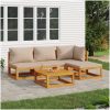 Loungegrupp 5 delar taupe dynor massivt trä vidaXL – miniatyr 1