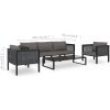 Loungegrupp 6 delar med dynor konstrotting antracit vidaXL – miniatyr 11