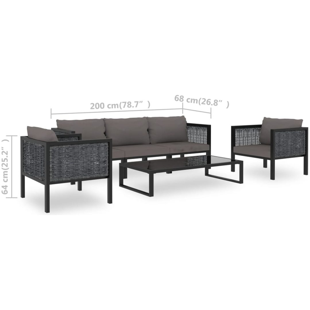 Loungegrupp 6 delar med dynor konstrotting antracit vidaXL – bild 11